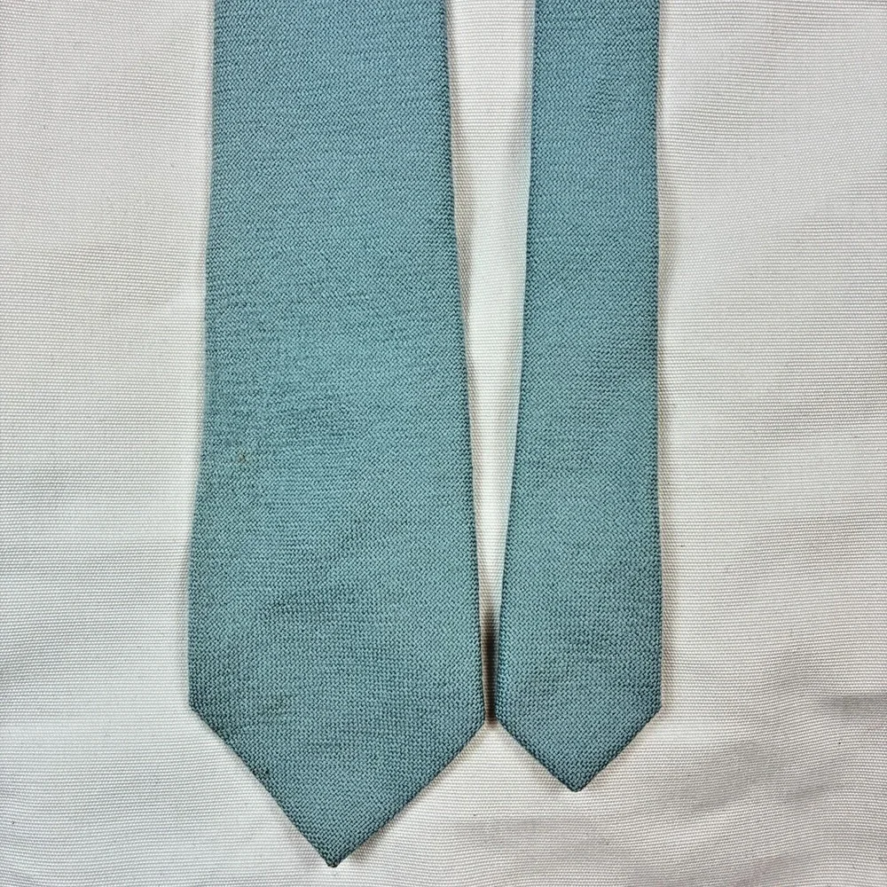 Chipp Wool Tie Mens One Size Teal Blue VTG Ivy Trad USA Handmade Crest Lining